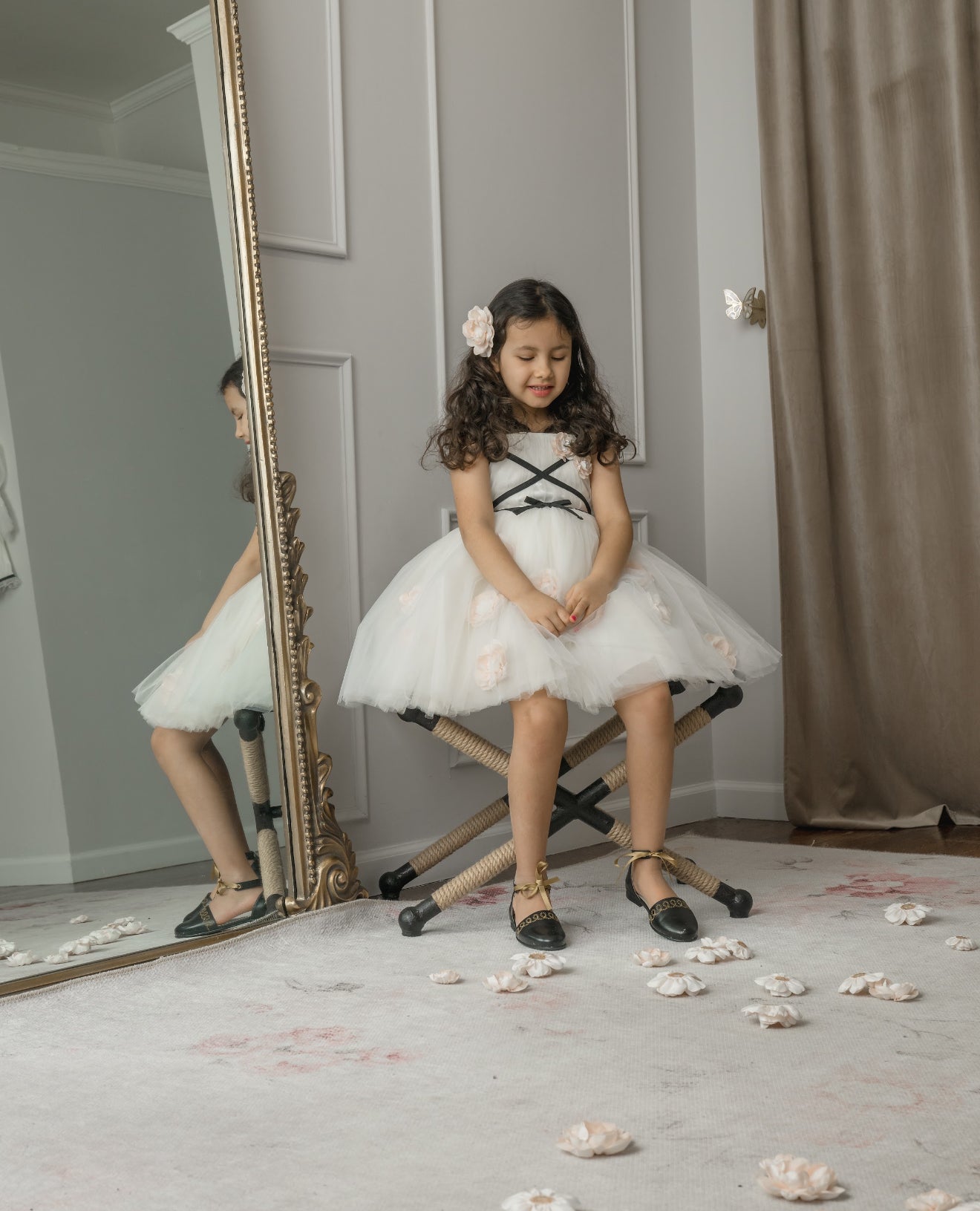 Giselle Ivory Criss-Cross Tulle Dress