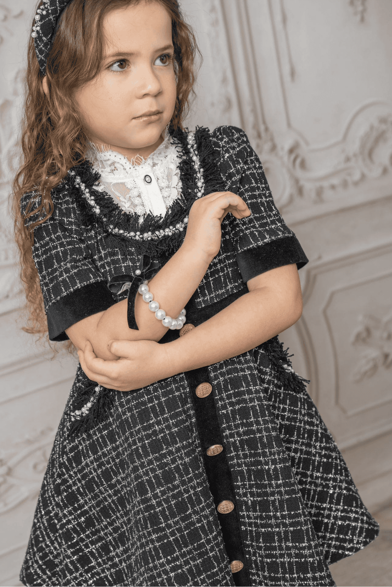 Orea Black and Silver Tweed Dress