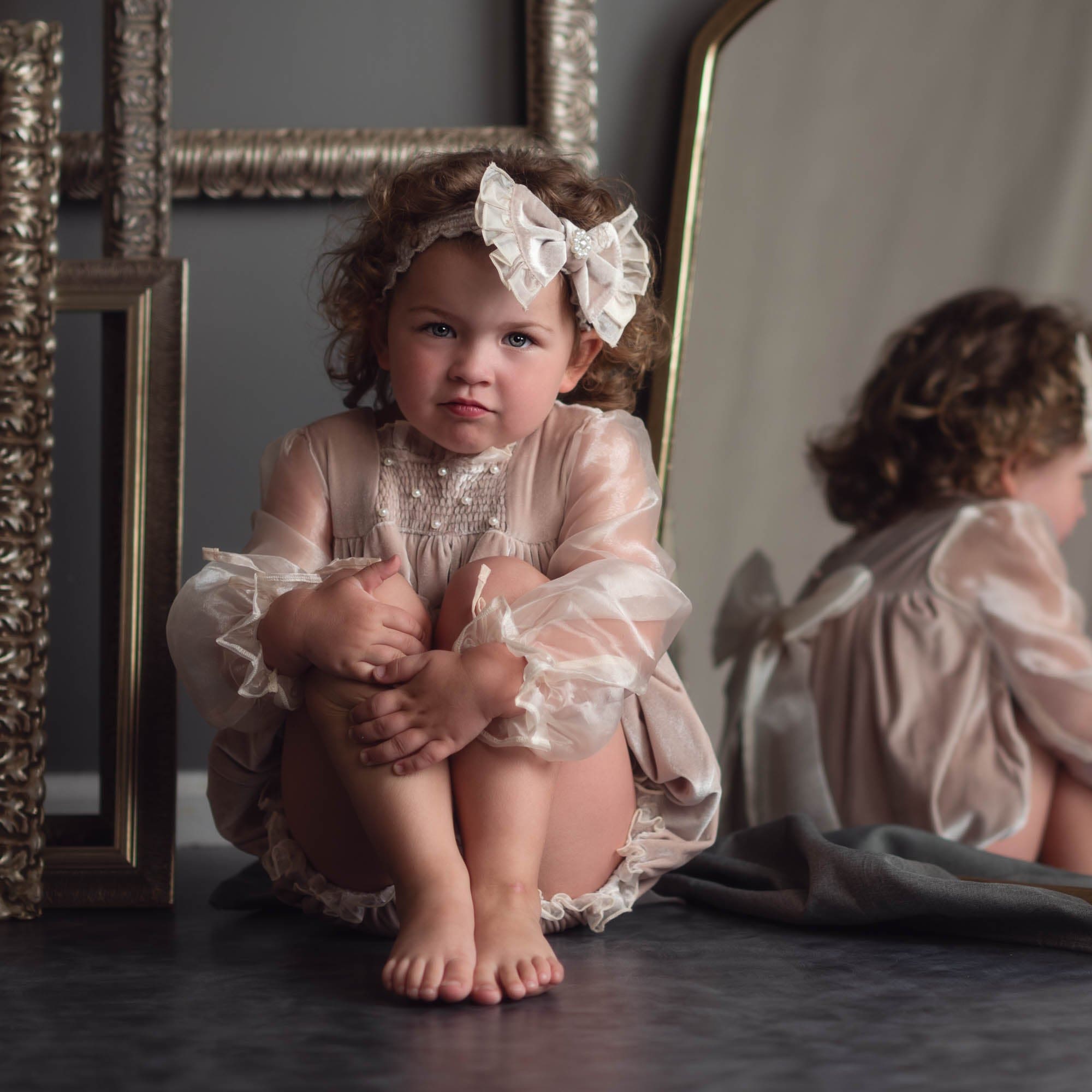Helena Beige Velour Baby Headband