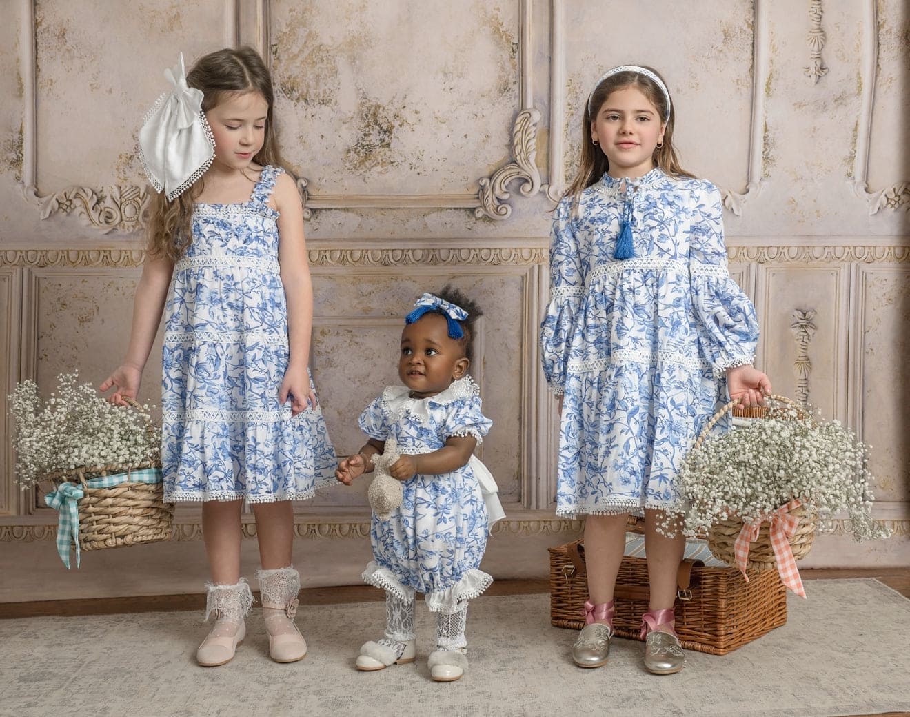 Jaylin Blue and White Linen Romper