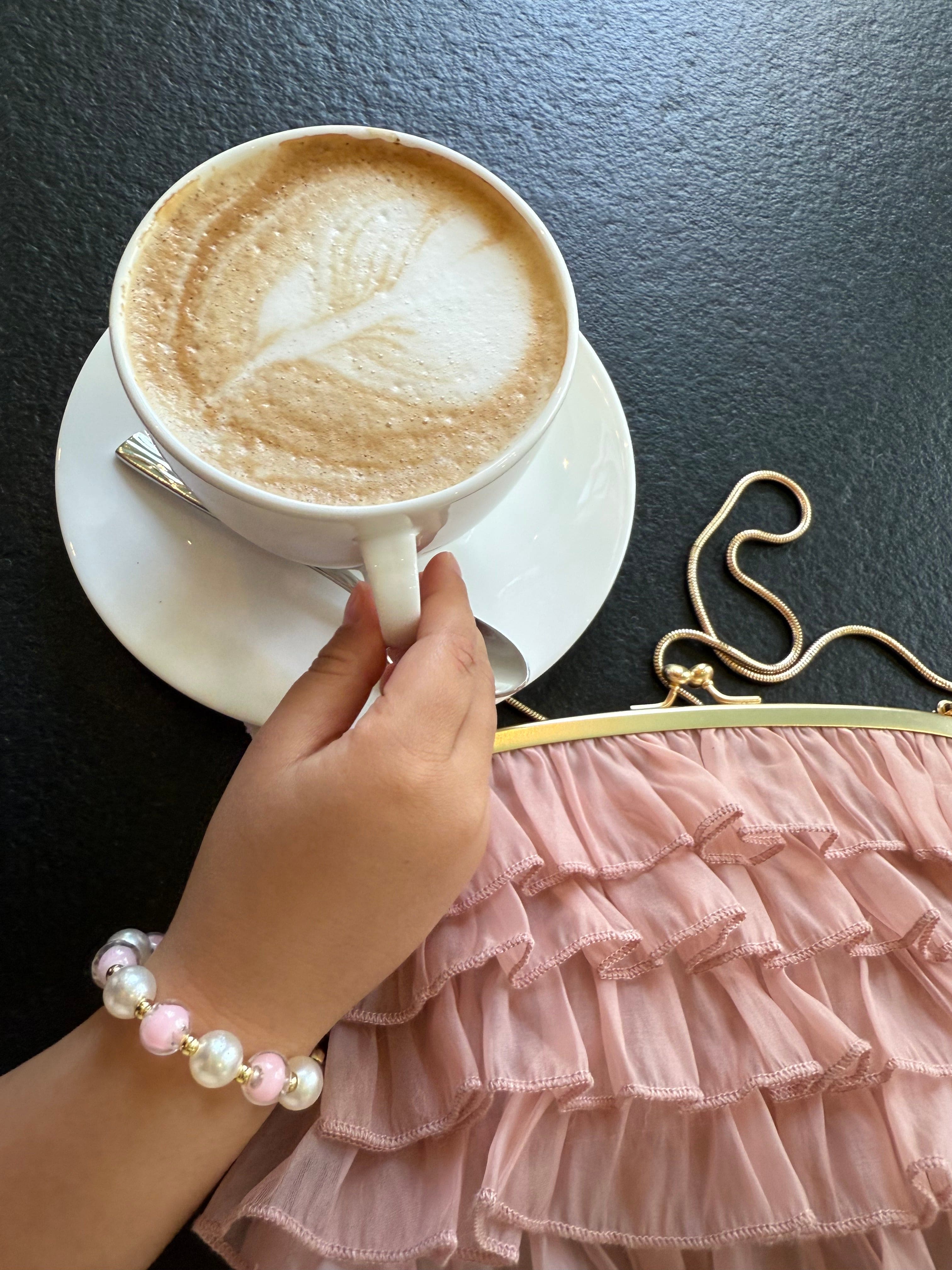 Dusty Pink Organza Ruffle Handbag