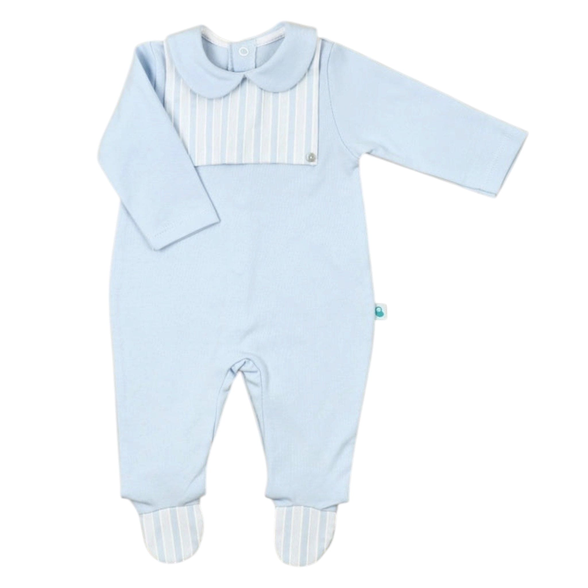 Brushed Baby Blue Cotton Babygrow