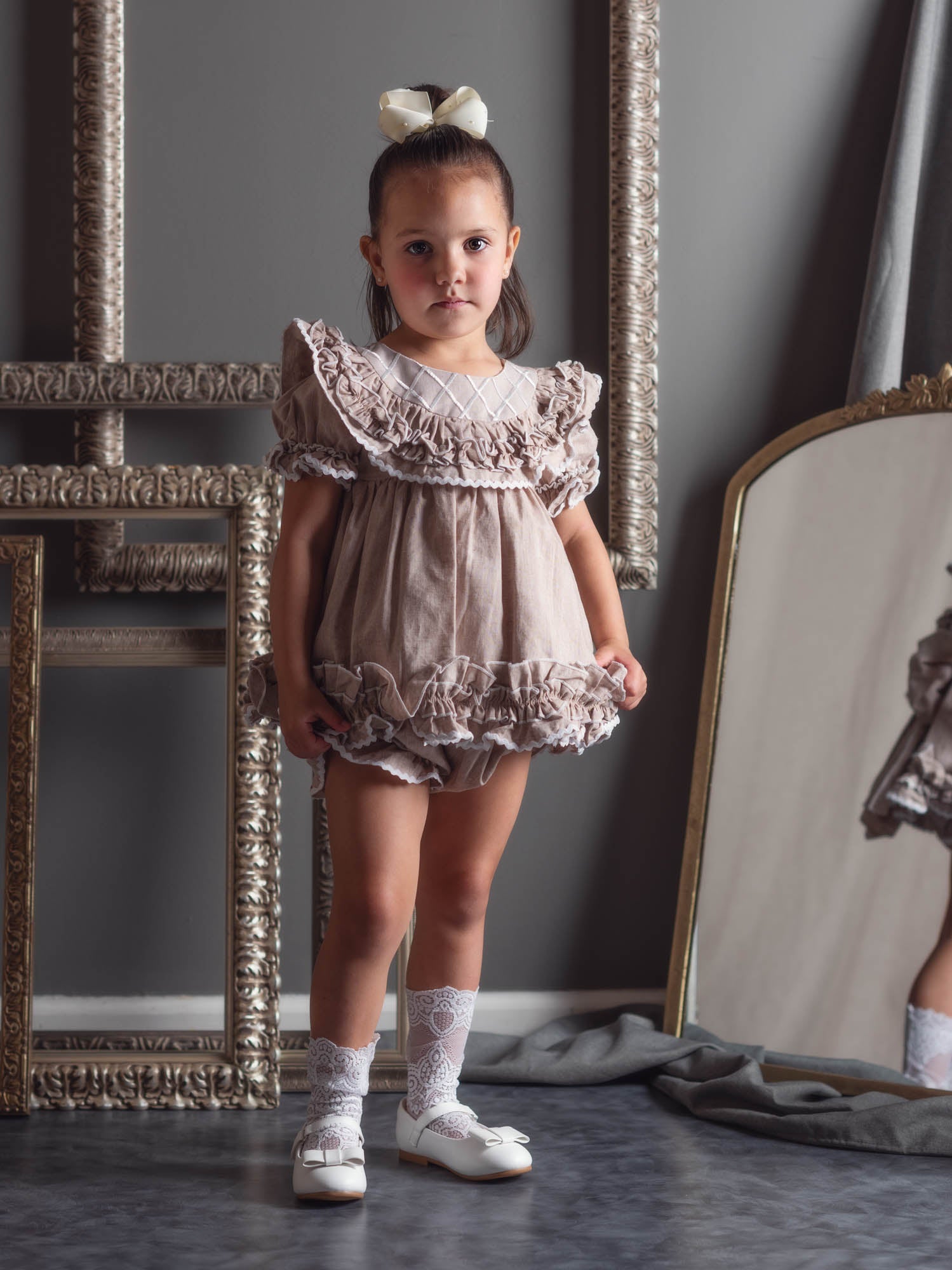 Ashlyn Tan Linen Top and Shorts Set - Petite Maison Kids