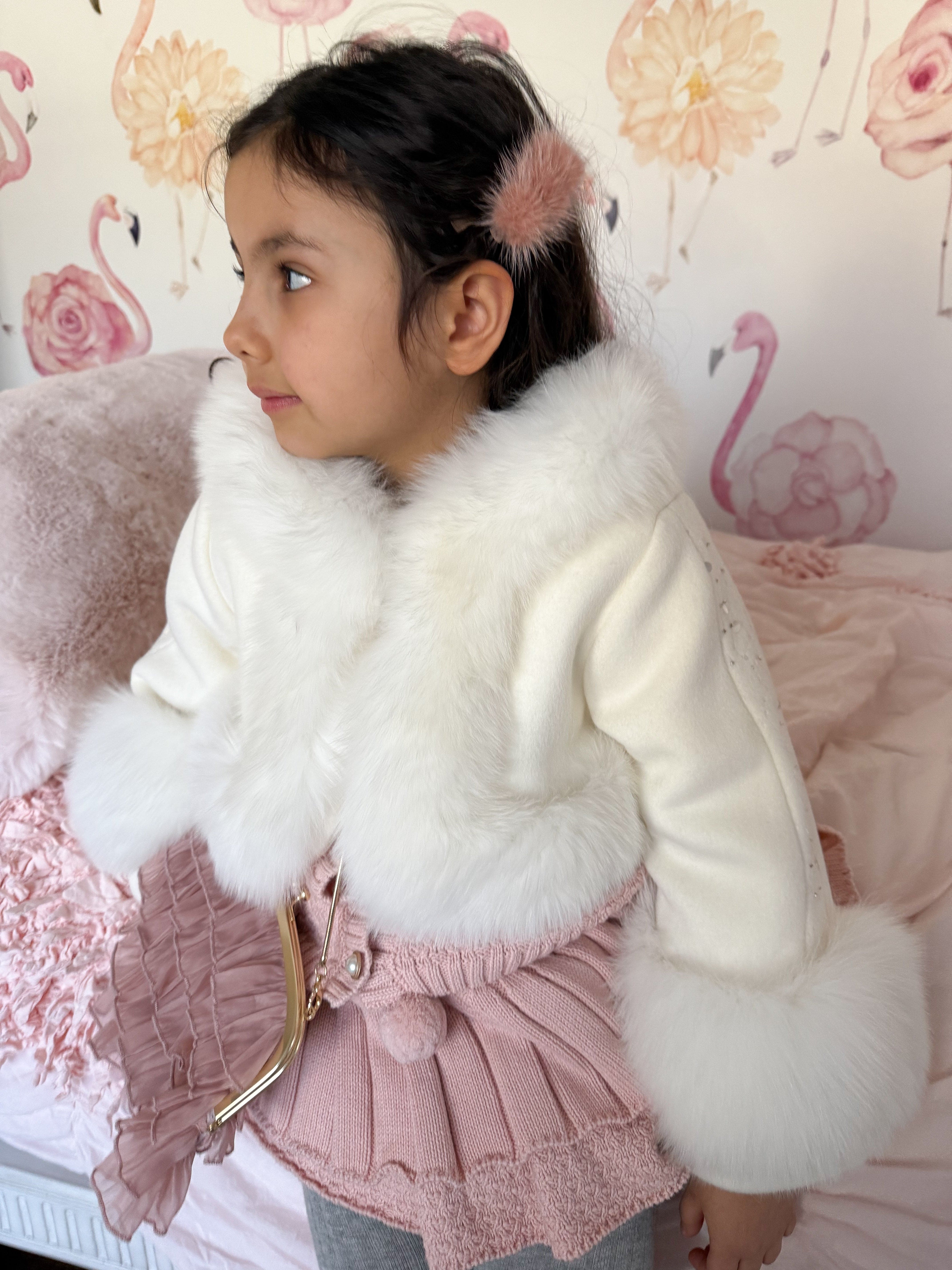Triple Mink Pom Hair Clip - Petite Maison Kids