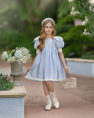 Charlotte Light Blue Linen Headband - Petite Maison Kids