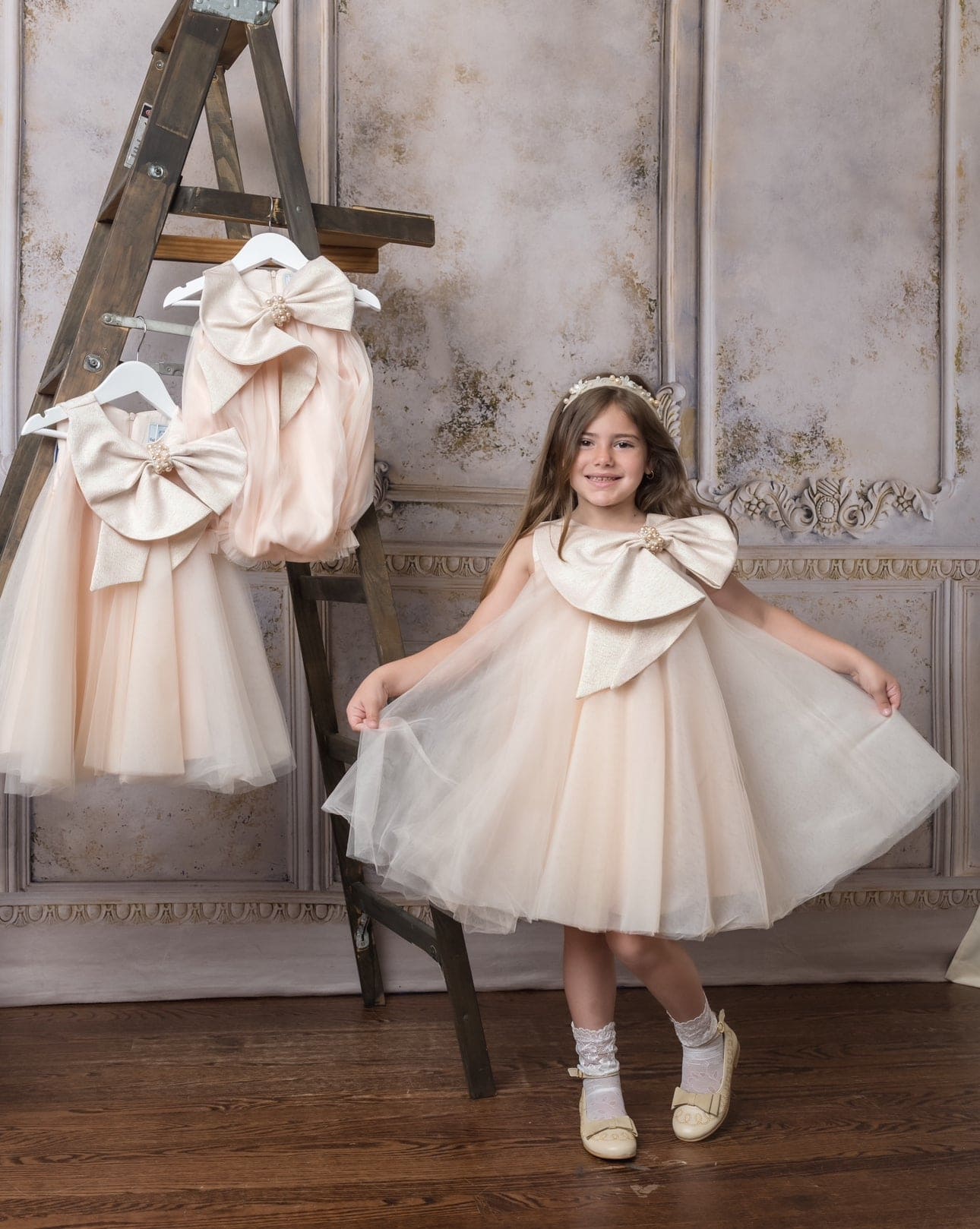 Jackie Peach Tulle Dress - Petite Maison Kids