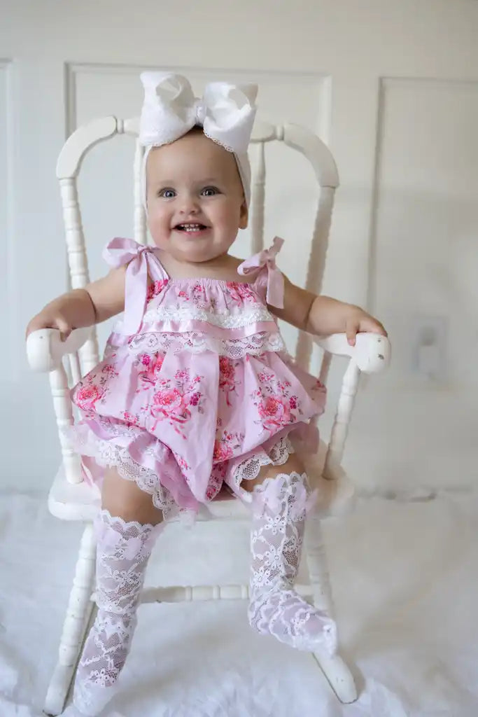 Amelia Pink Flower Print Romper