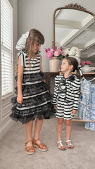 Monaco Black and White Striped Dress
