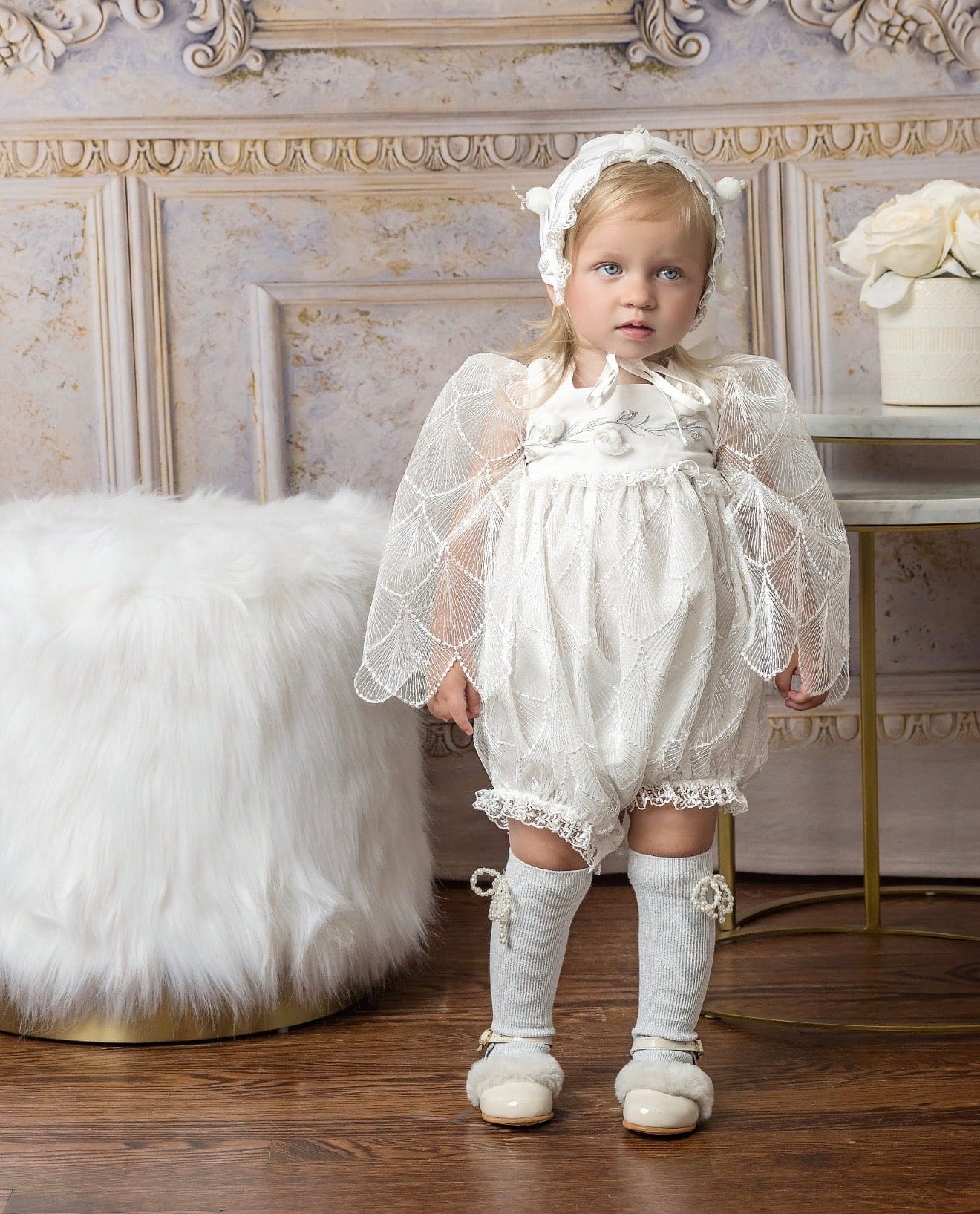 Faith White Scallop Lace Romper