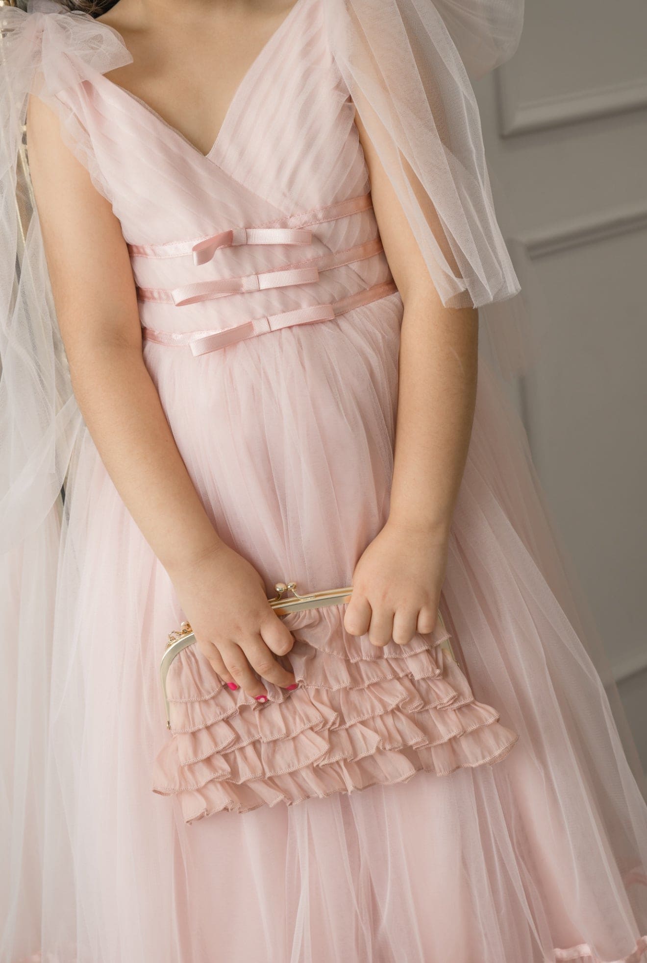 Dusty Pink Organza Ruffle Handbag