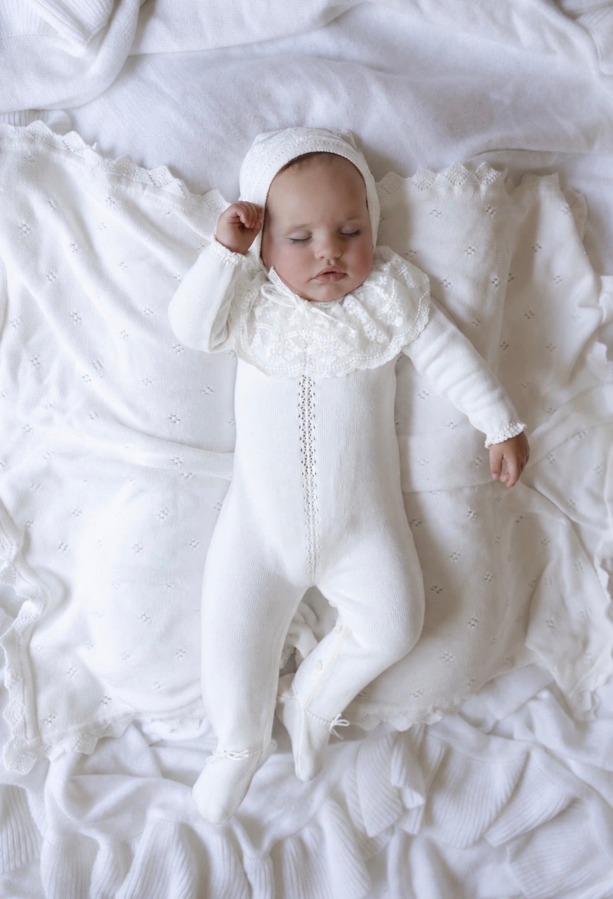 Ivory Spanish Lace Knit Babygrow