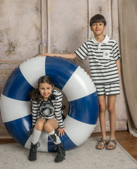 Monaco Black and White Striped Boys' Top and Shorts Set