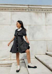 Orea Black and Silver Tweed Dress
