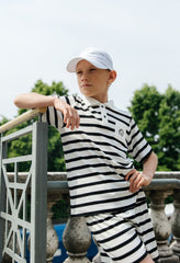 Monaco Black and White Striped Boys' Top and Shorts Set