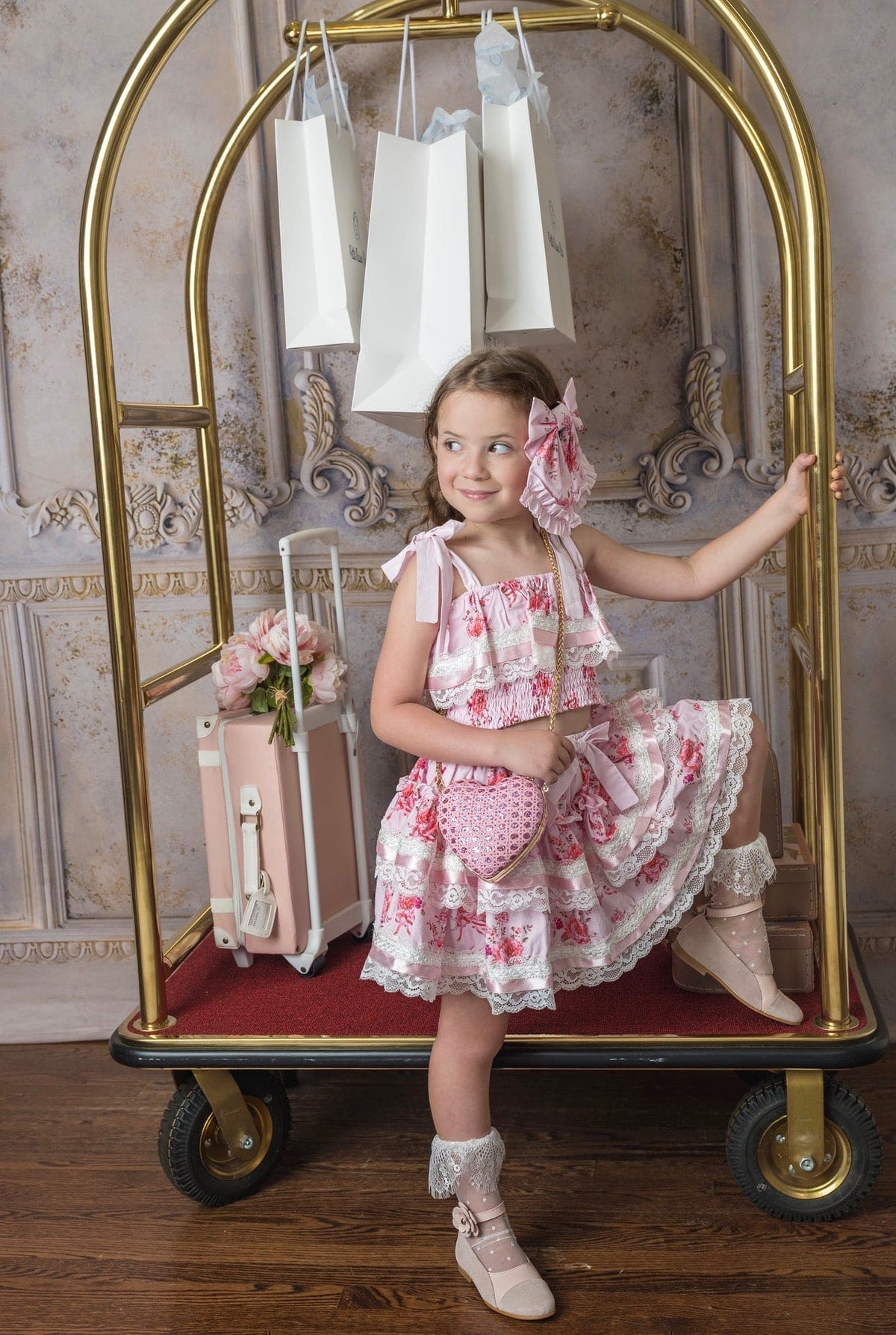 Amelia Pink Flower Print Skirt - Petite Maison Kids