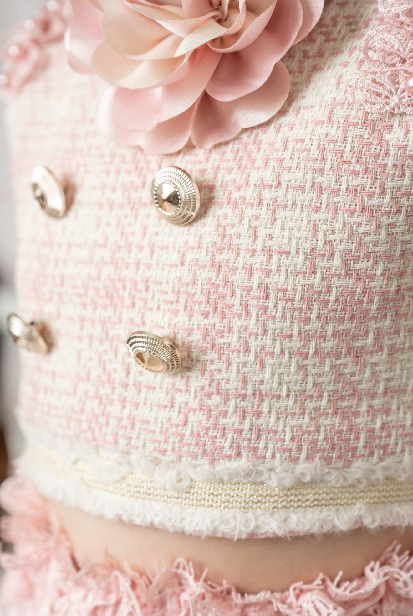 Molly Pink Tweed Top and Lace Skirt Set