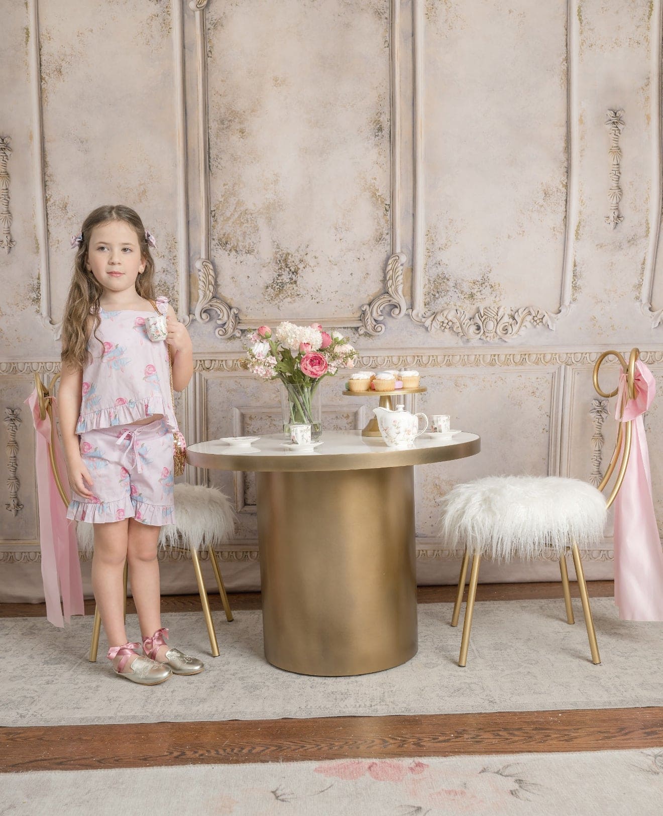 Maya Teacup Pink Girls' Top and Shorts Set