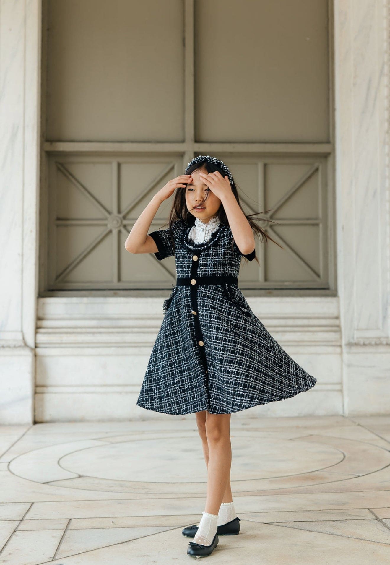 Orea Black and Silver Tweed Dress