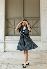Orea Black and Silver Tweed Dress