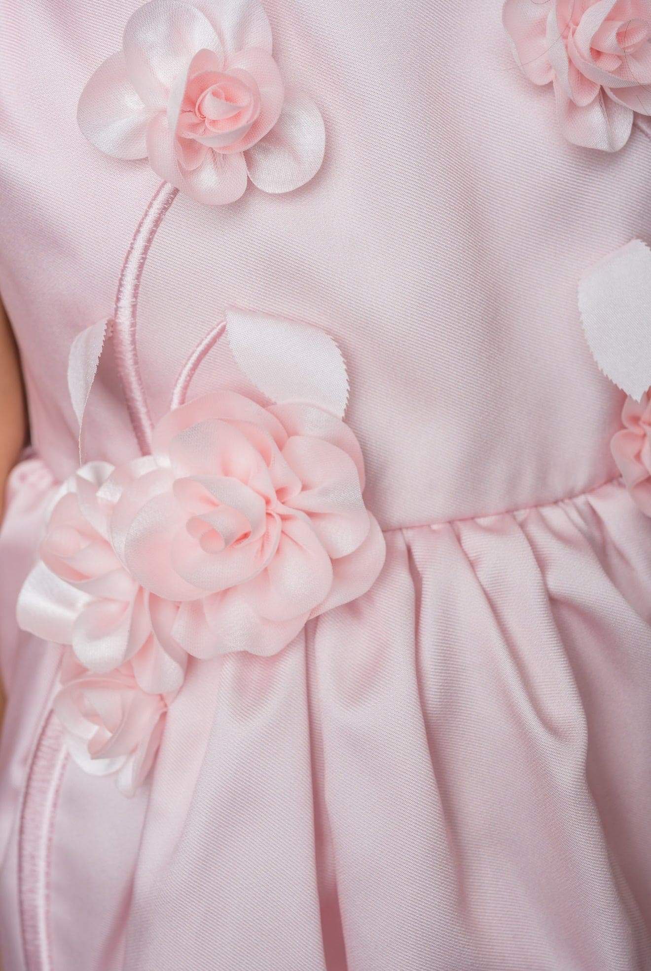 Azalea Pink Dress With Shoulder Flowers