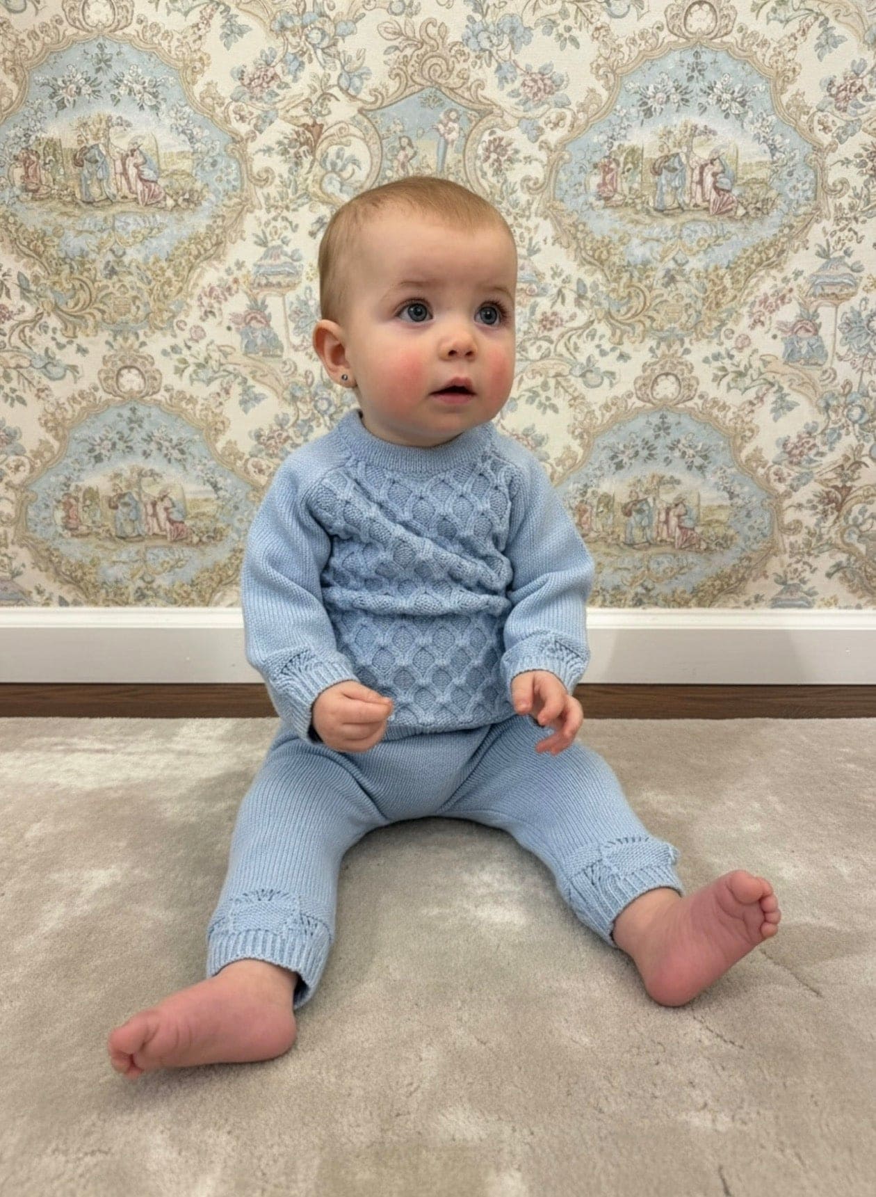 Carl Blue Knit Cotton Baby Set - Petite Maison Kids