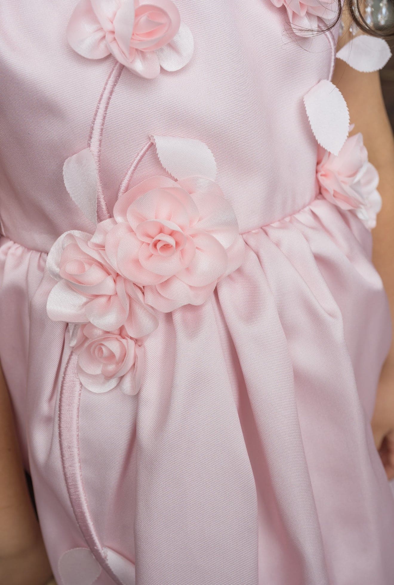 Azalea Pink Dress With Shoulder Flowers