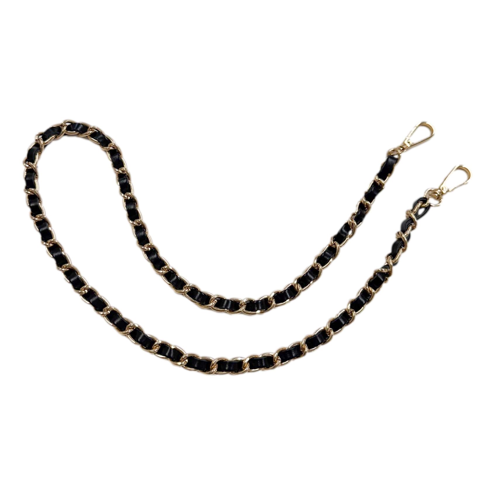 Black Vegan Leather and Gold Metal Kids’ Handbag Chain