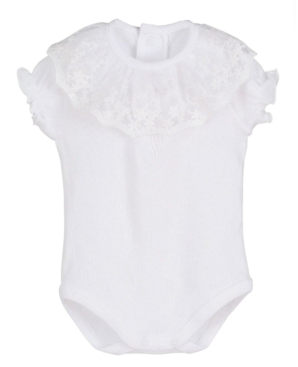 Tuly White Baby Bodysuit with Lace Collar