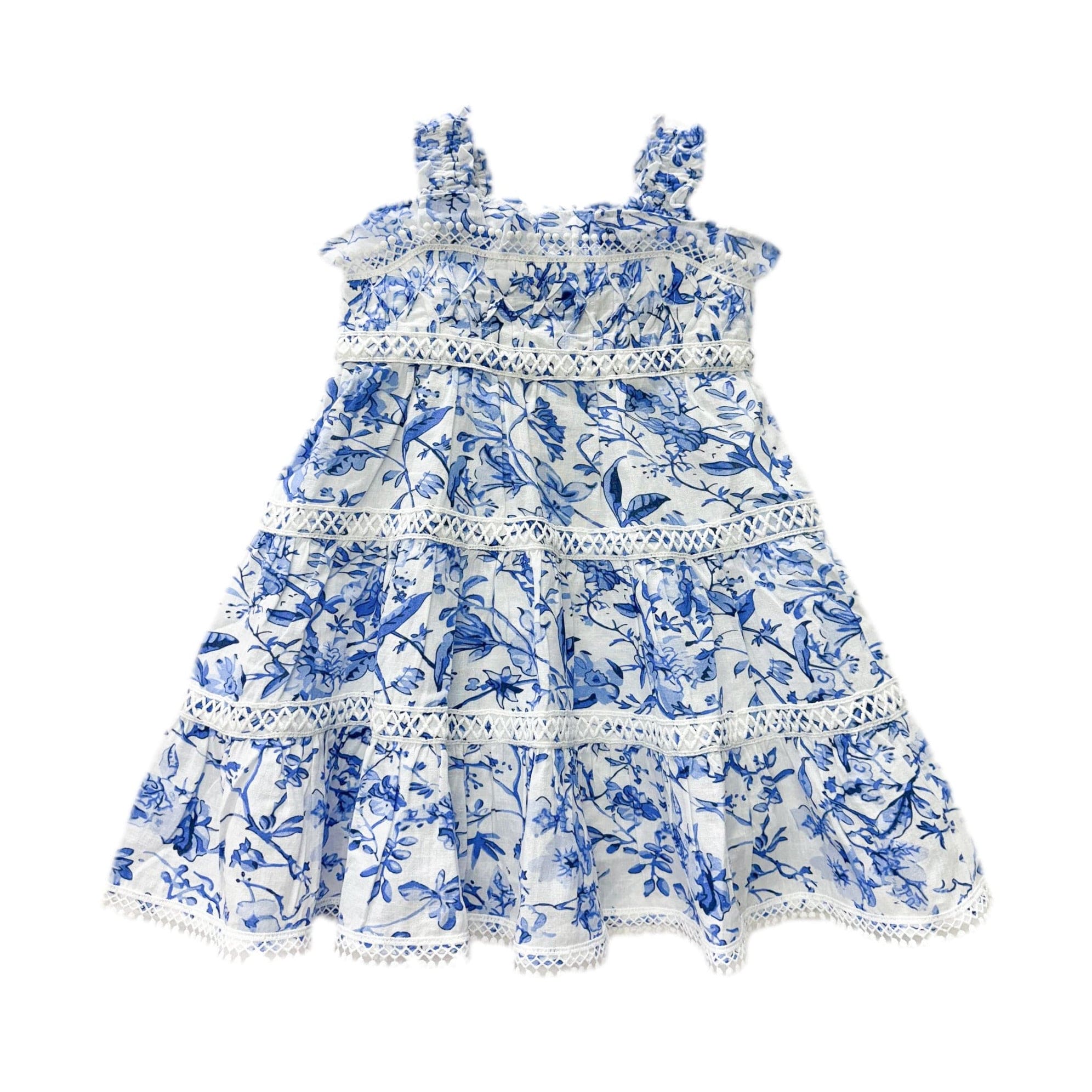 Jaylin Blue and White Linen Sleeveless Summer Dress