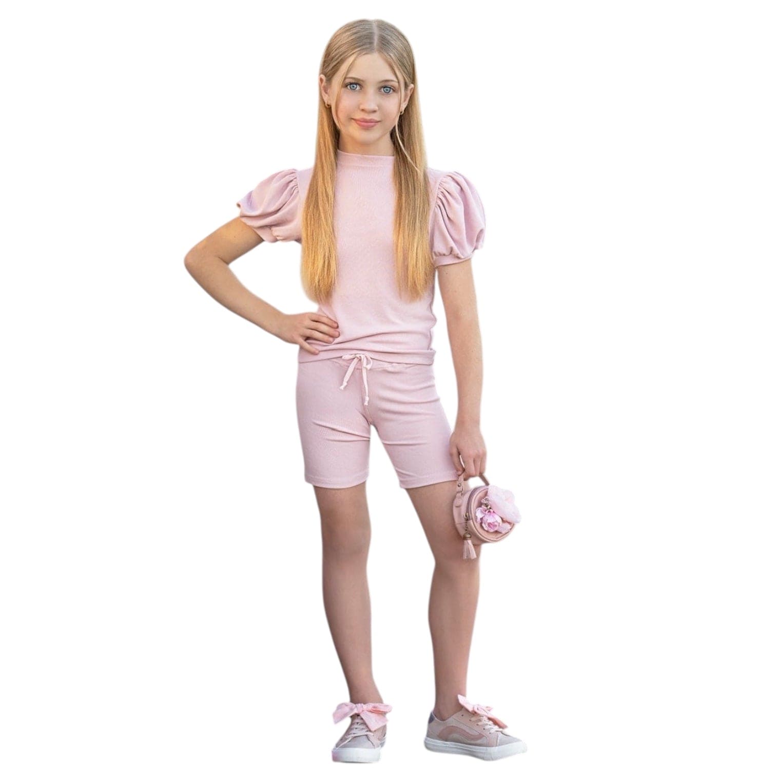 Pink Top and Biker Shorts Set