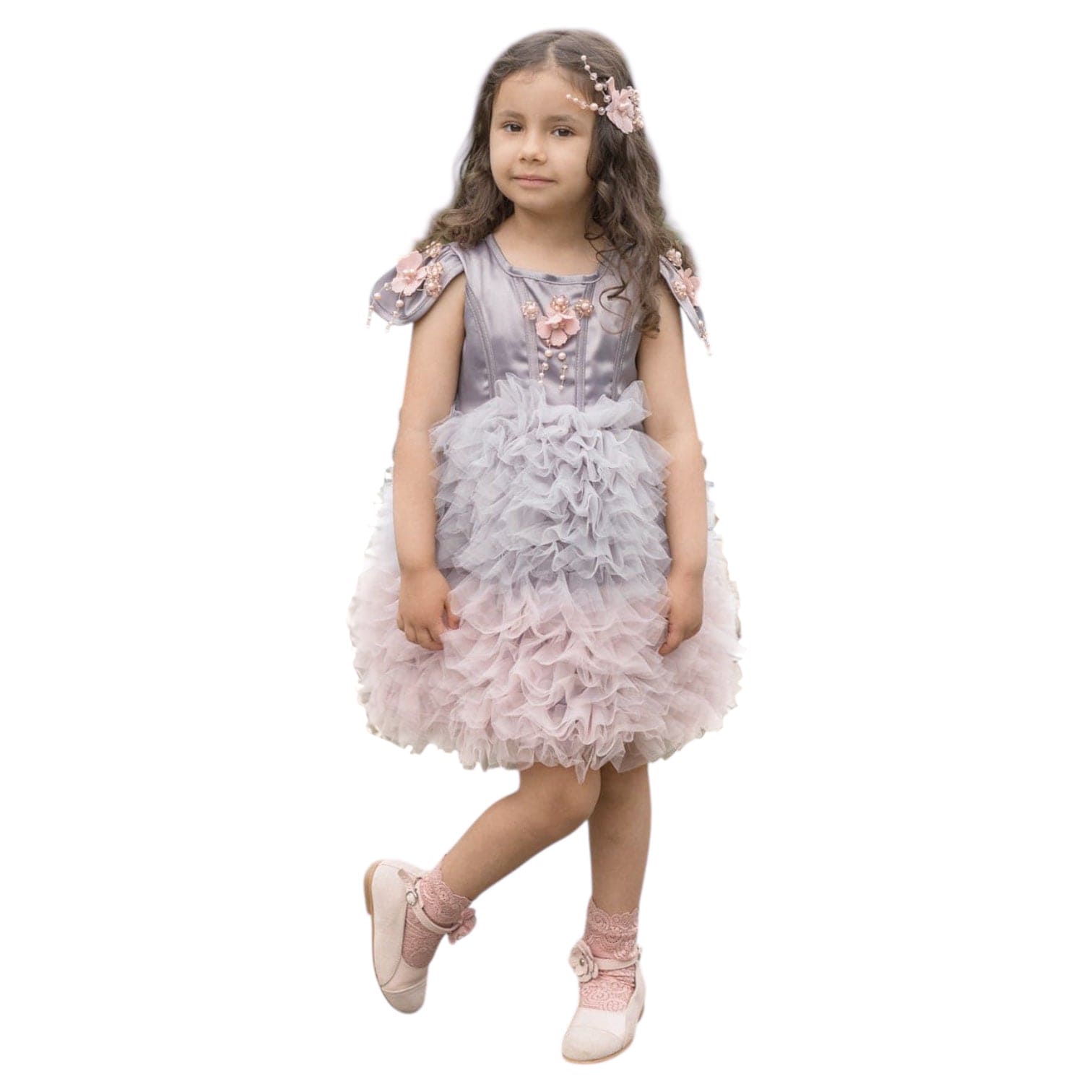Mia Grey and Pink Ombré Cupcake Tulle Dress