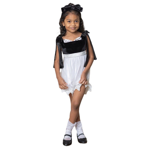 Audrey Black Velour Top and White Tulle Romper