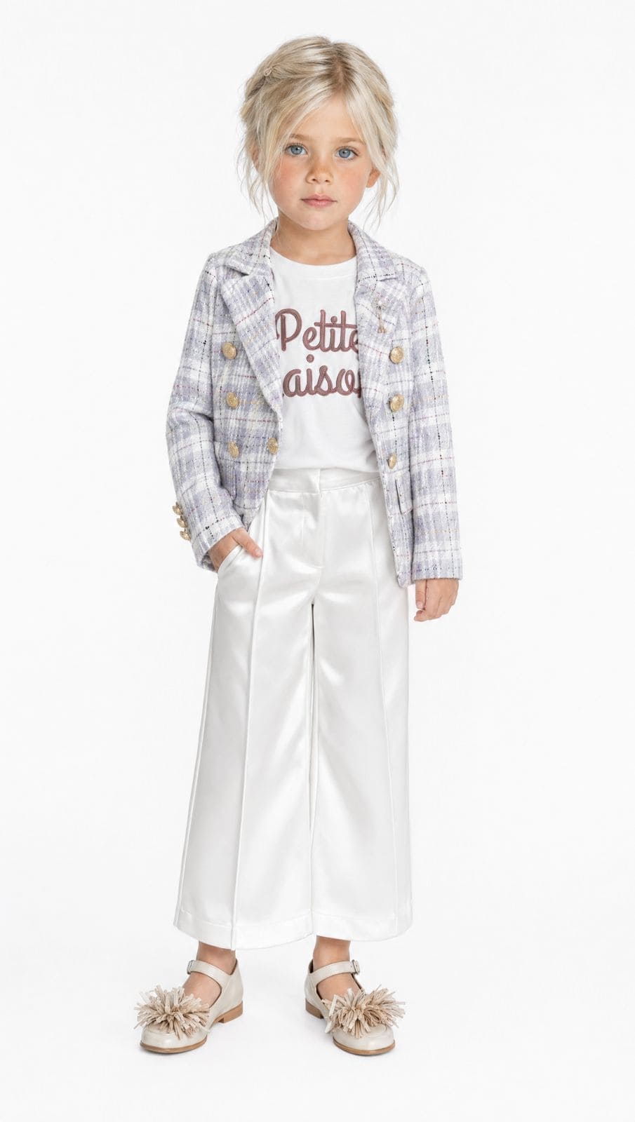 Gwen White Wide Leg Pants - Petite Maison Kids