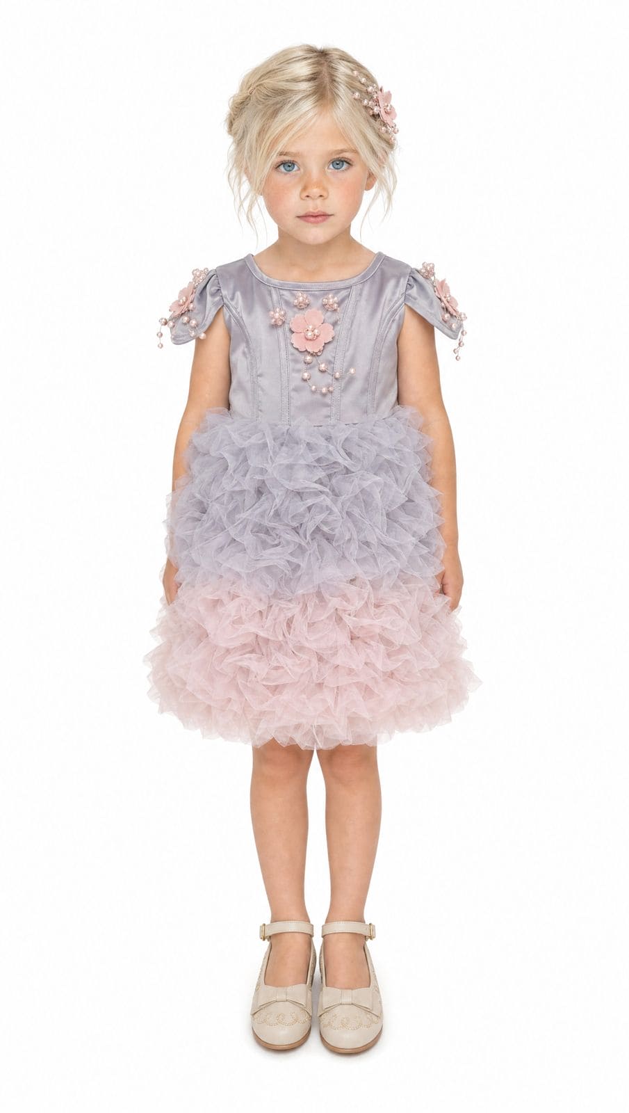 Mia Grey and Pink Ombré Cupcake Tulle Dress