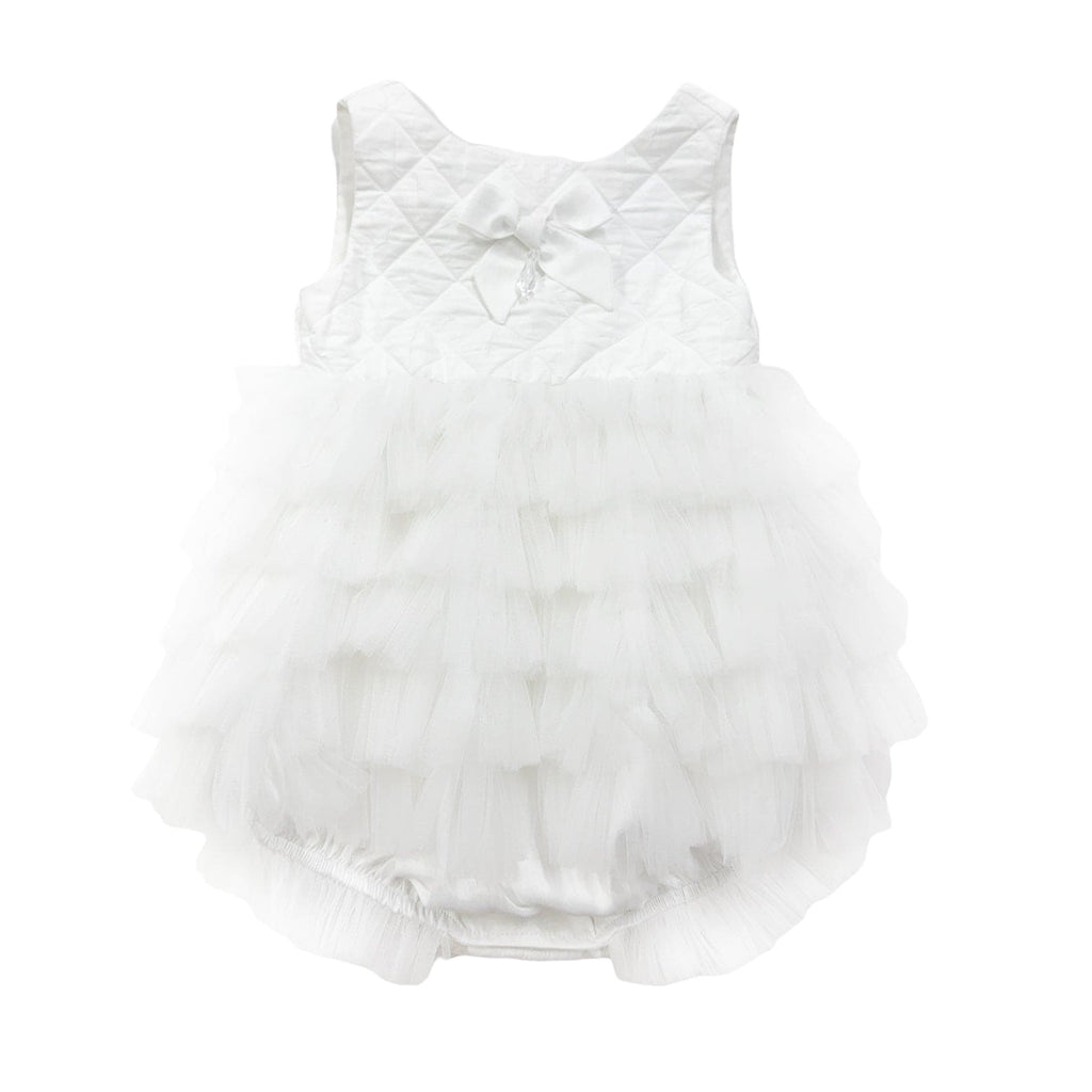Poppy White Quilted Romper
