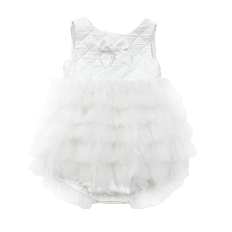 Poppy White Quilted Romper