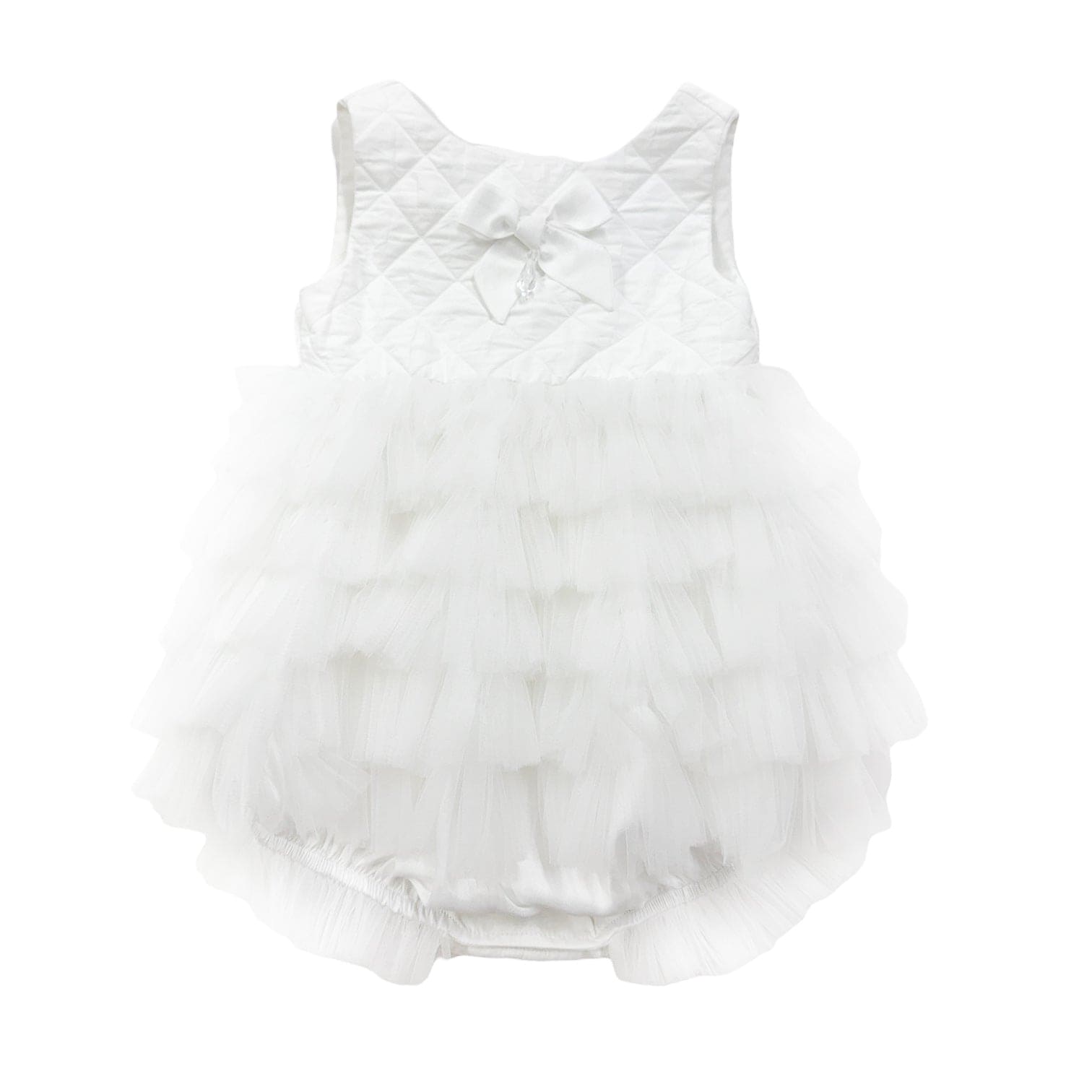 Poppy White Quilted Romper