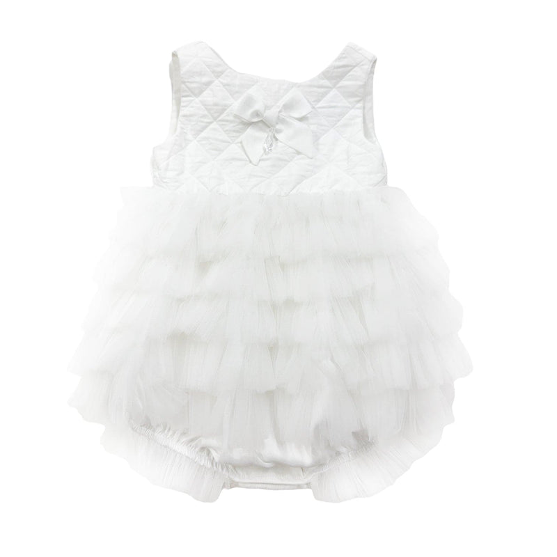 Poppy White Quilted Romper
