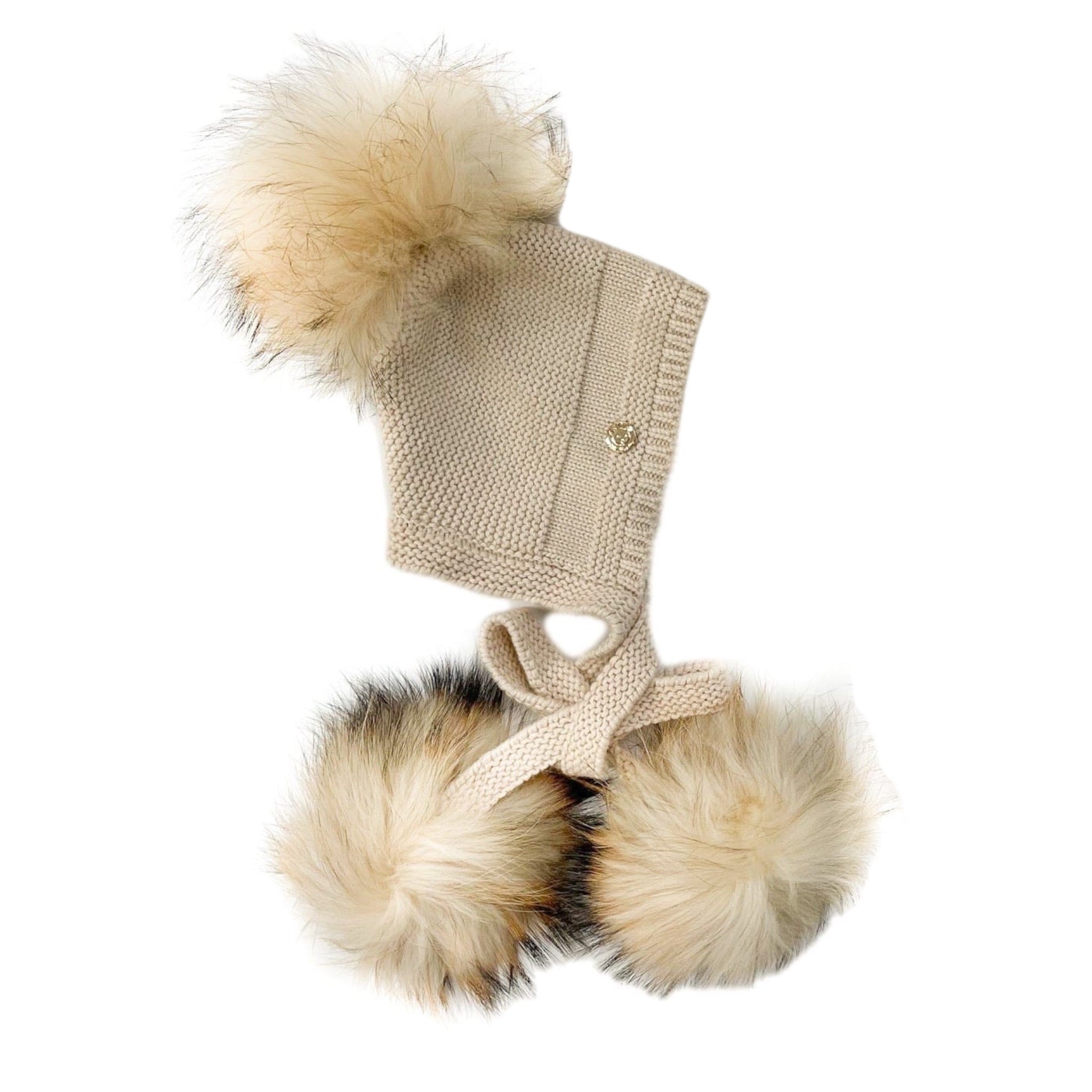 Pasha Three Pom Hat - Cream Poms