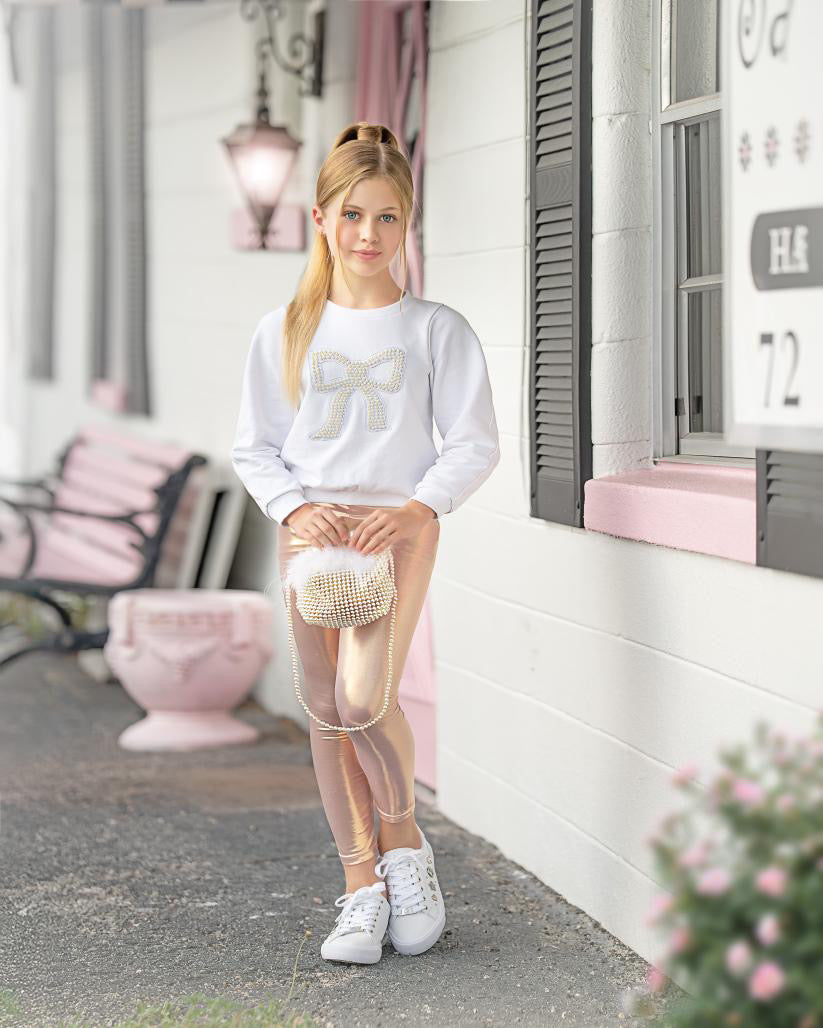 White Pearl Bow Sweater