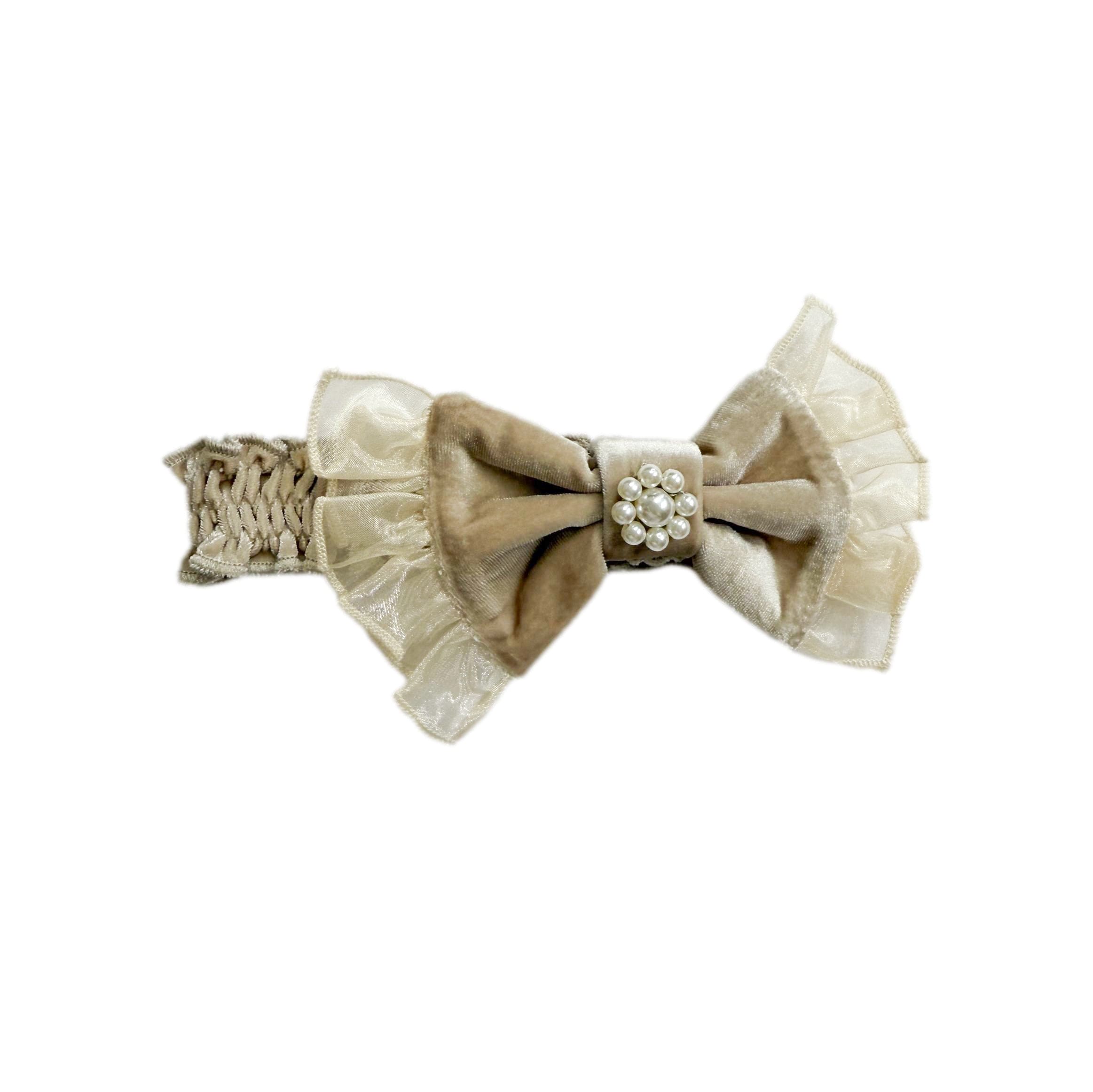 Helena Beige Velour Baby Headband