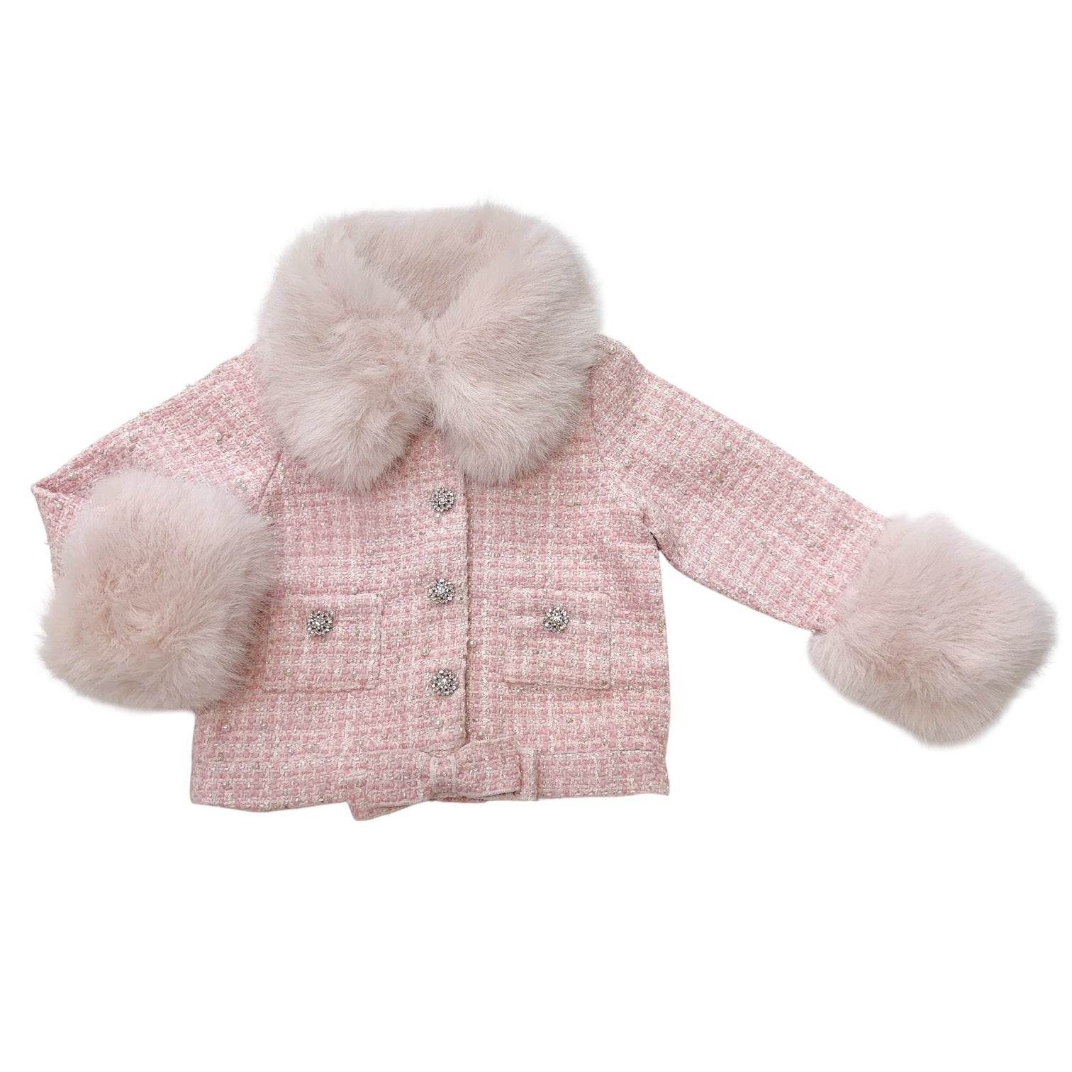 Heather Pink Boucle Pearl Jacket