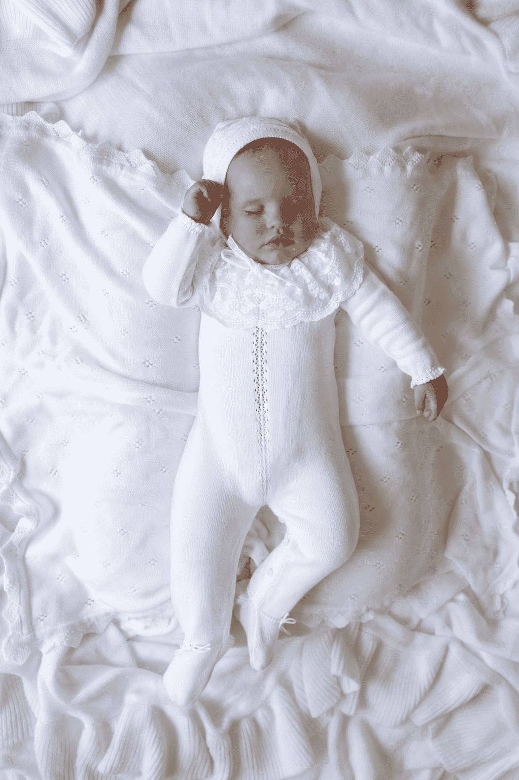 Ivory Spanish Lace Knit Bonnet