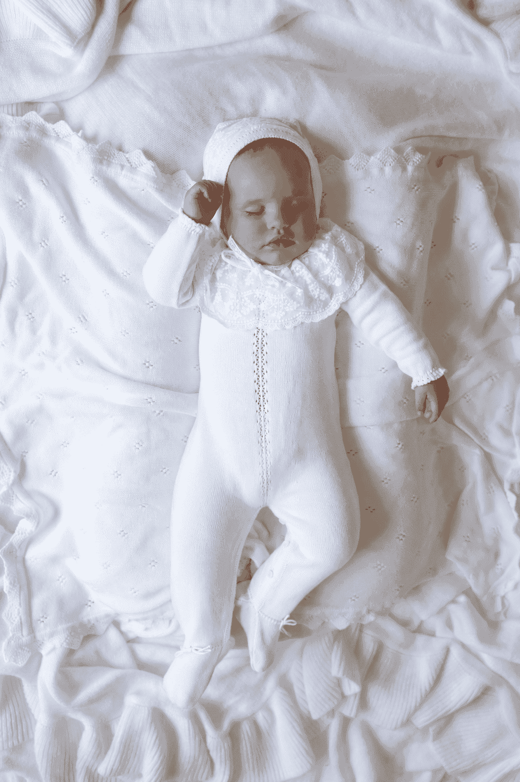 Ivory Spanish Lace Knit Bonnet