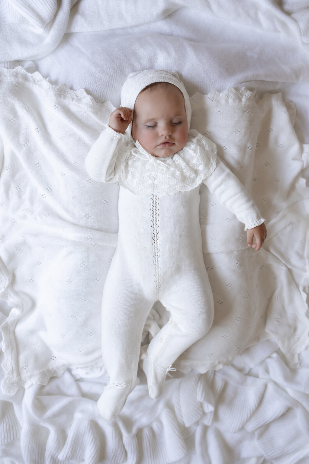 Ivory Spanish Lace Knit Babygrow