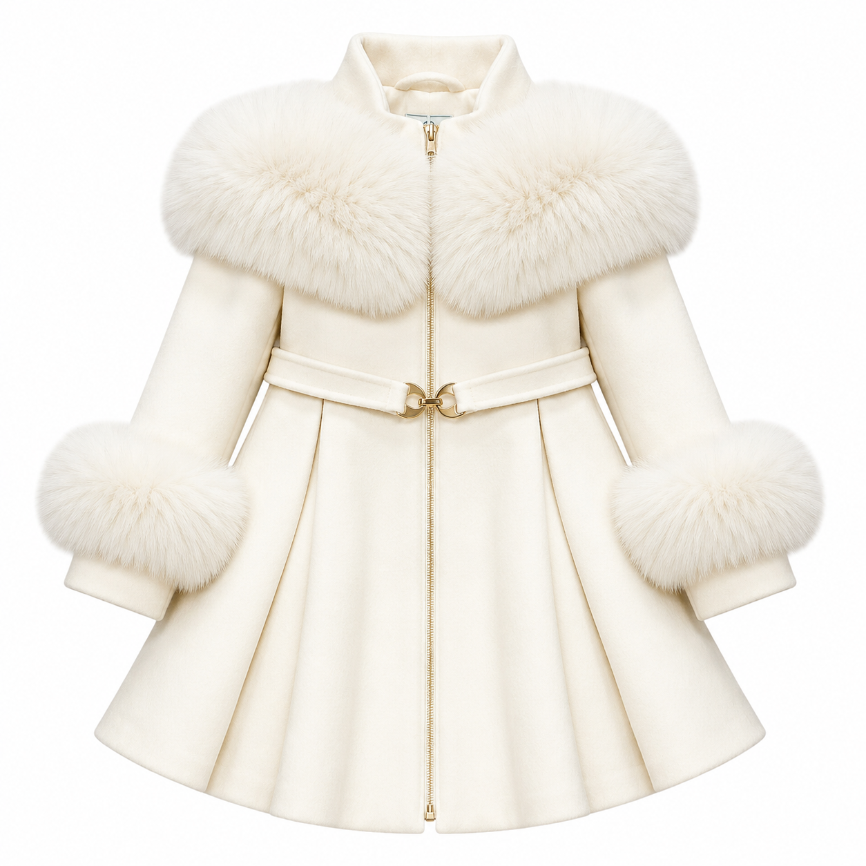 Klara Ivory Wool Fur Coat
