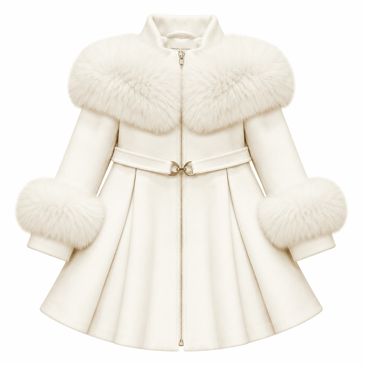 Klara Ivory Wool Fur Coat