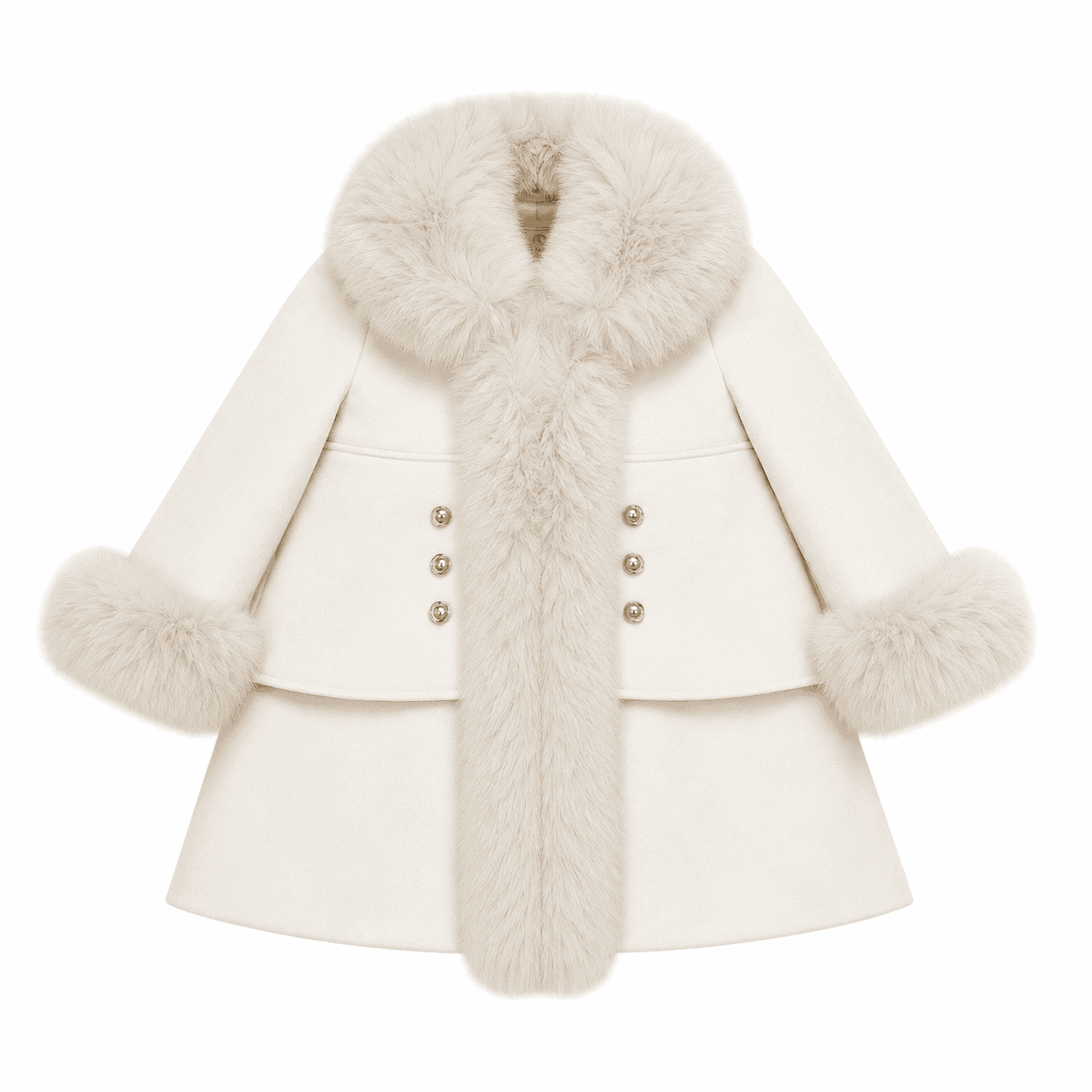 Greta Beige Wool Fur Coat for Girls