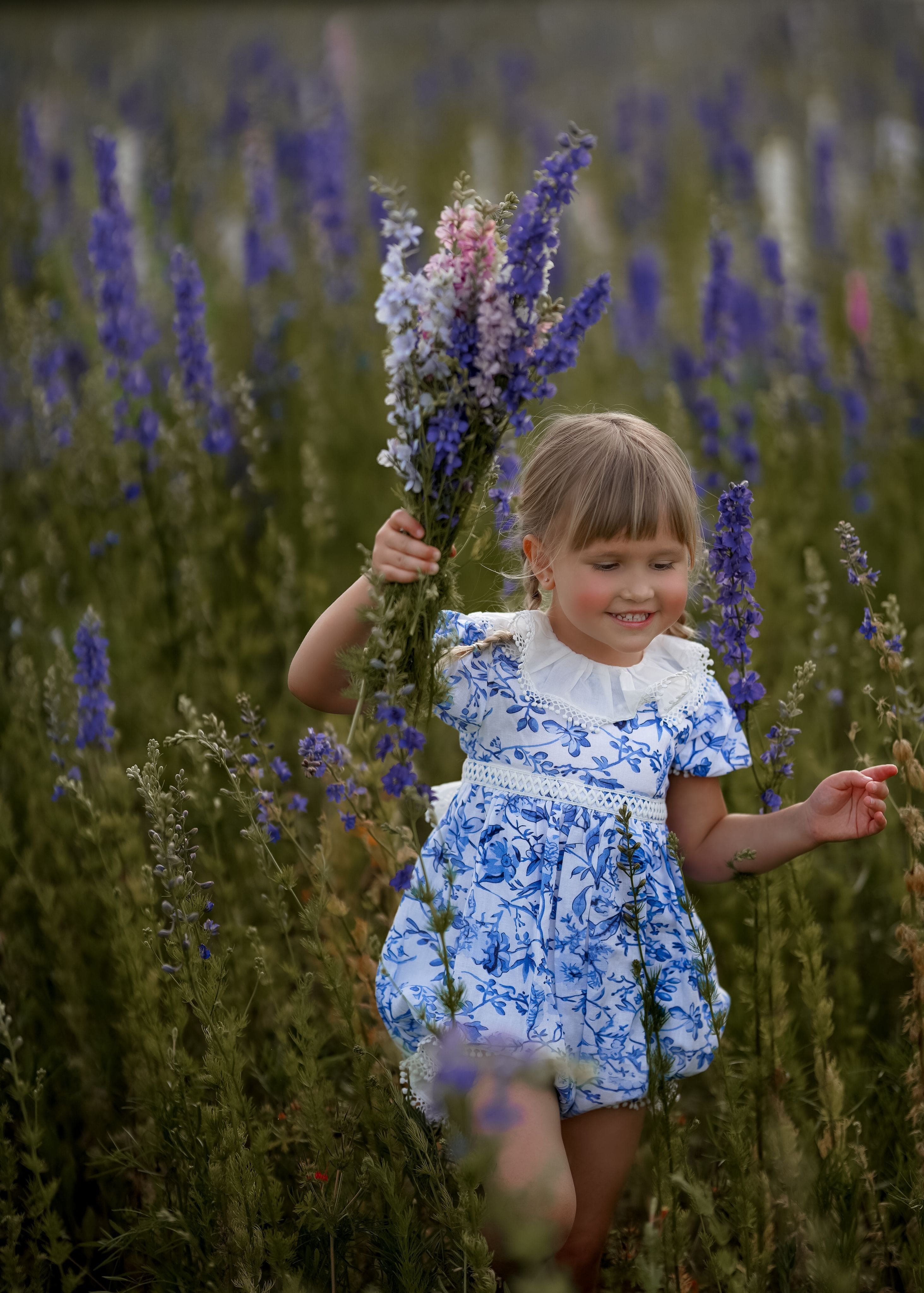 Jaylin Blue and White Linen Romper