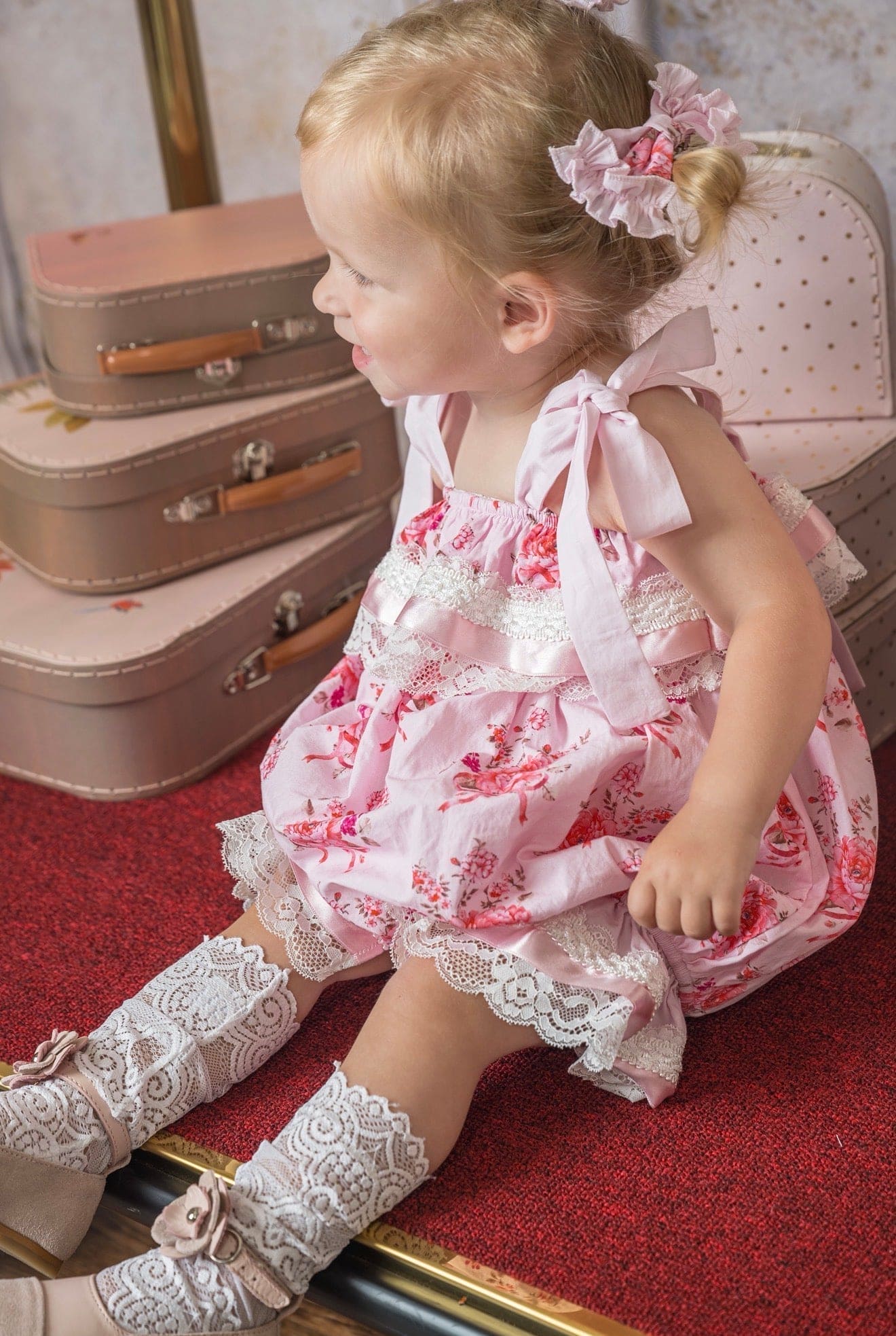 Amelia Pink Flower Print Romper